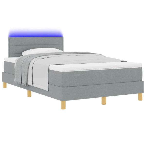Boxspringbett mit Matratze & LED Licht Grau 120x200 cm Stoff