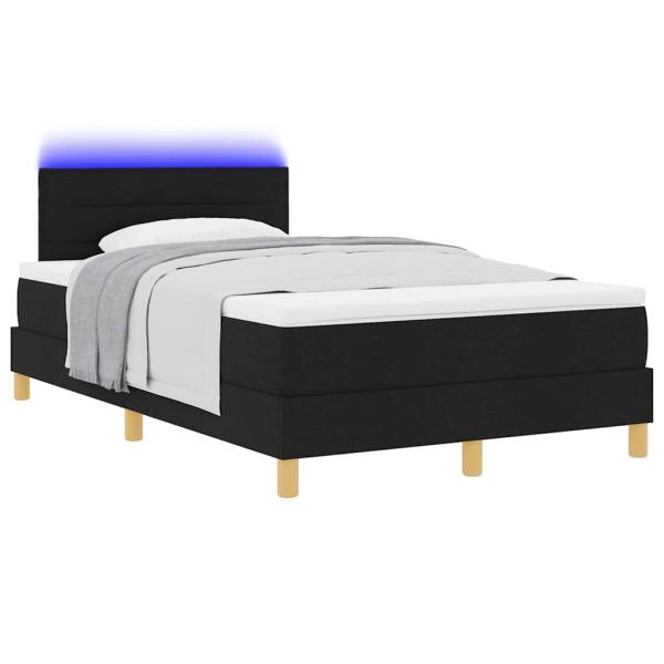 Boxspringbett mit Matratze & LED Schwarz 120x200 cm Stoff