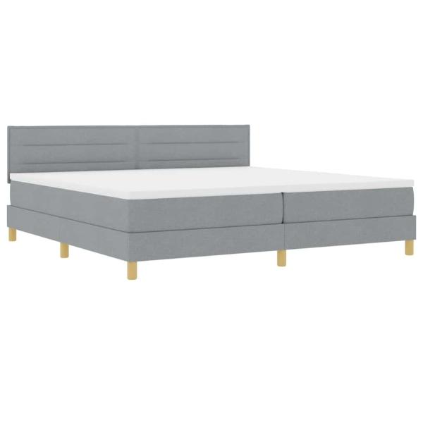 ARDEBO.de - Boxspringbett mit Matratze & LED Licht Grau 200x200 cm Stoff