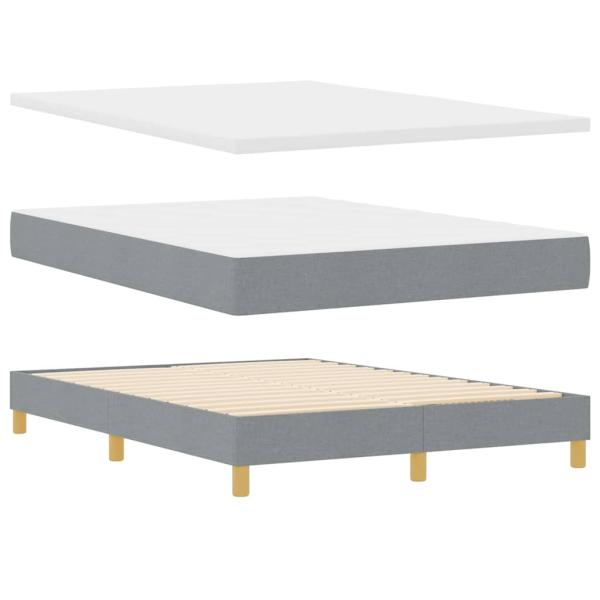 Boxspringbett mit Matratze & LED Licht Grau 140x190 cm Stoff