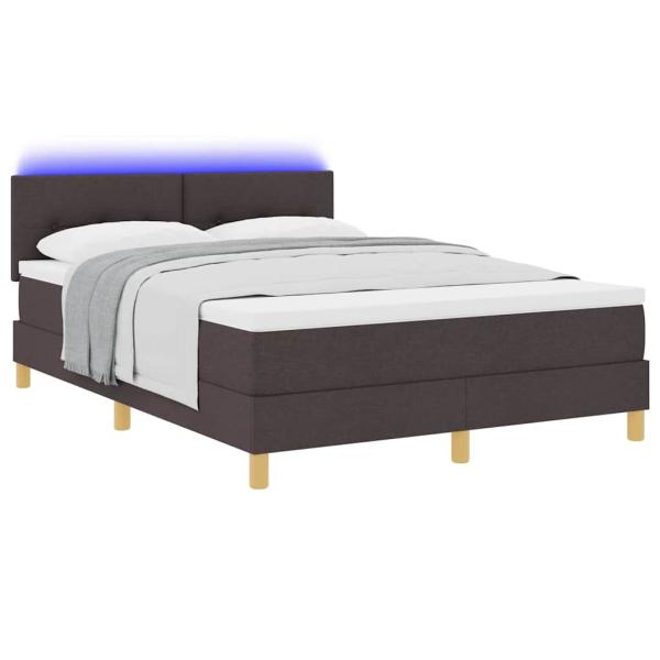 Boxspringbett mit Matratze & LED Dunkelbraun 140x190 cm Stoff