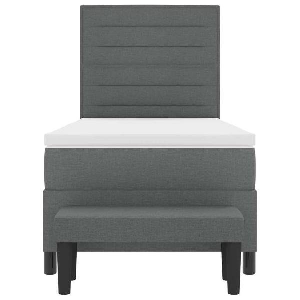Boxspringbett mit Matratze & Bank Dunkelgrau 90x200 cm Stoff
