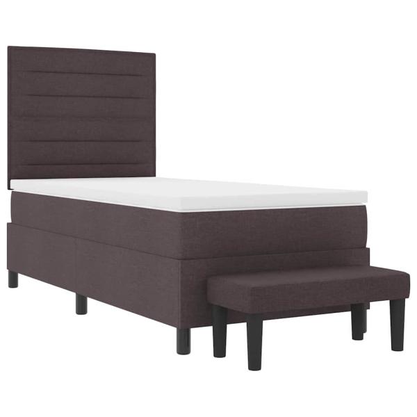 Boxspringbett mit Matratze & Bank Dunkelbraun 90x200 cm Stoff