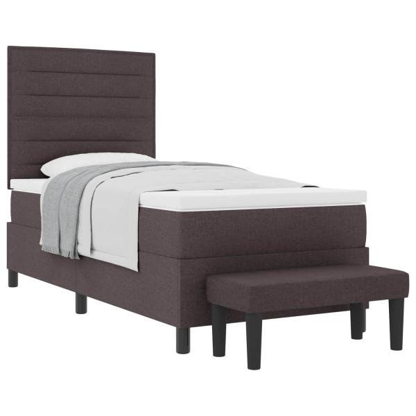 Boxspringbett mit Matratze & Bank Dunkelbraun 90x200 cm Stoff