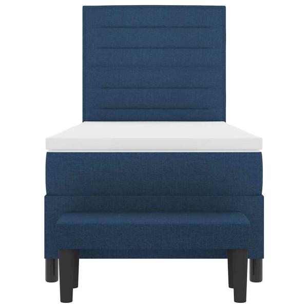 Boxspringbett mit Matratze & Bank Blau 90x200 cm Stoff