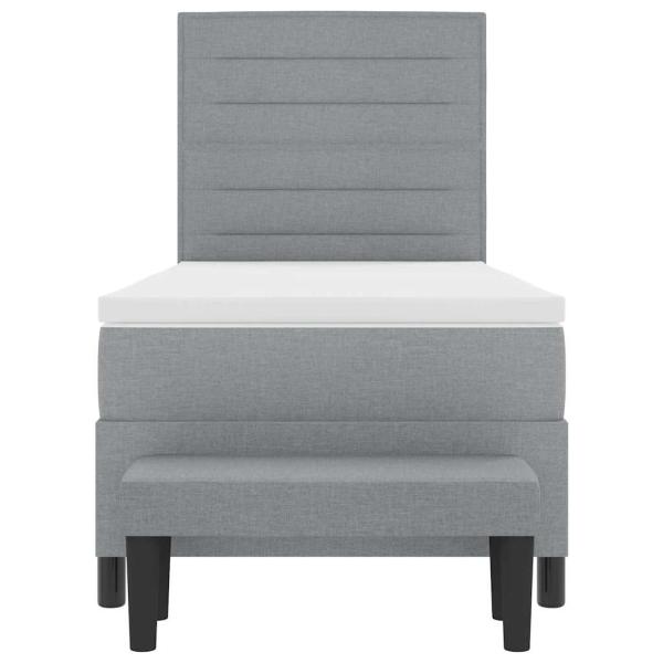 Boxspringbett mit Matratze & Bank Hellgrau 100x200 cm Stoff