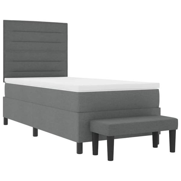 Boxspringbett mit Matratze & Bank Dunkelgrau 100x200 cm Stoff