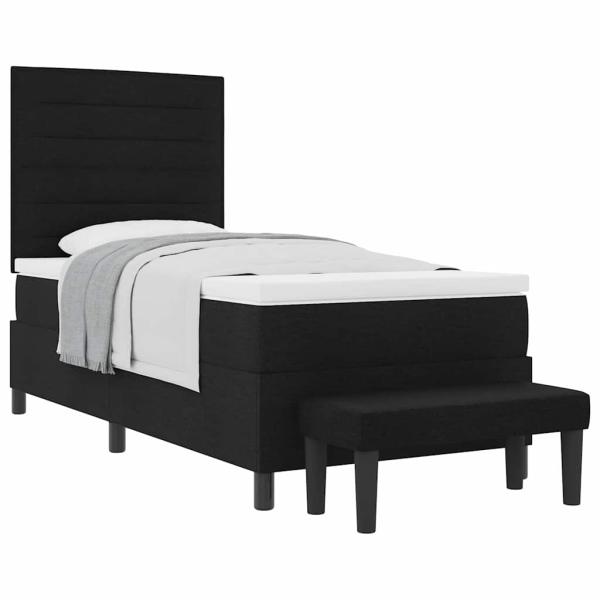 Boxspringbett mit Matratze & Bank Schwarz 100x200 cm Stoff