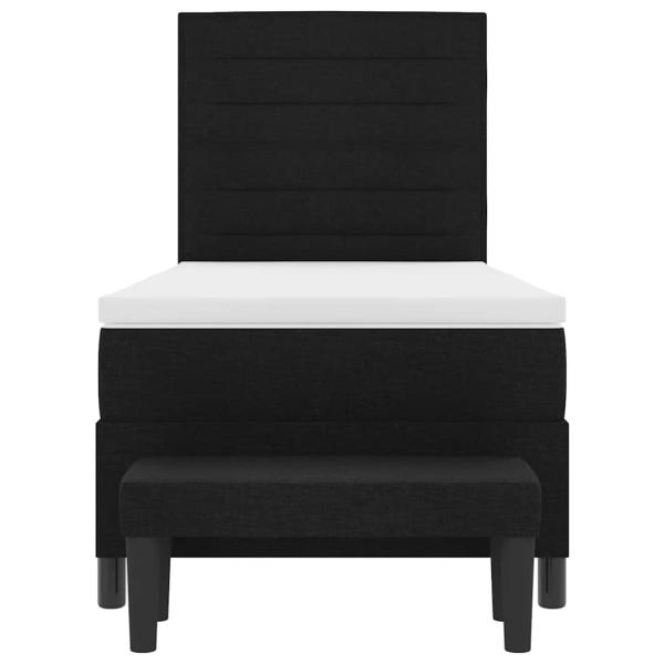 Boxspringbett mit Matratze & Bank Schwarz 100x200 cm Stoff