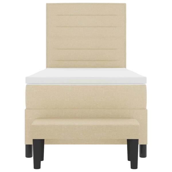 Boxspringbett mit Matratze & Bank Creme 100x200 cm Stoff