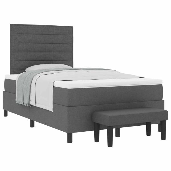 Boxspringbett mit Kissen Dunkelgrau 120 x 200 cm Stoff