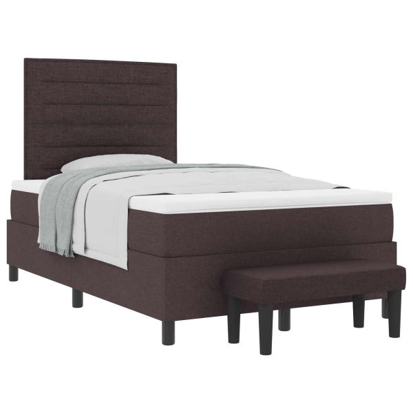 Boxspringbett mit Matratze & Bank Dunkelbraun 120x200 cm Stoff