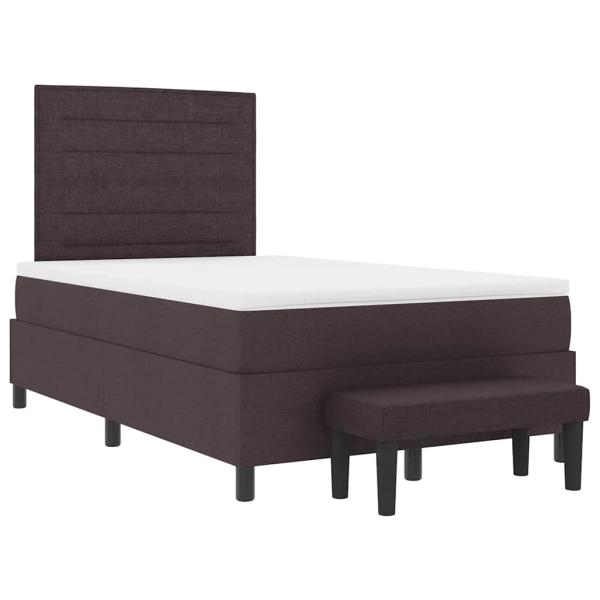 Boxspringbett mit Matratze & Bank Dunkelbraun 120x200 cm Stoff