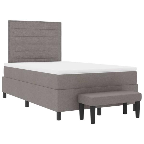 Boxspringbett mit Matratze & Bank Taupe 120x200 cm Stoff