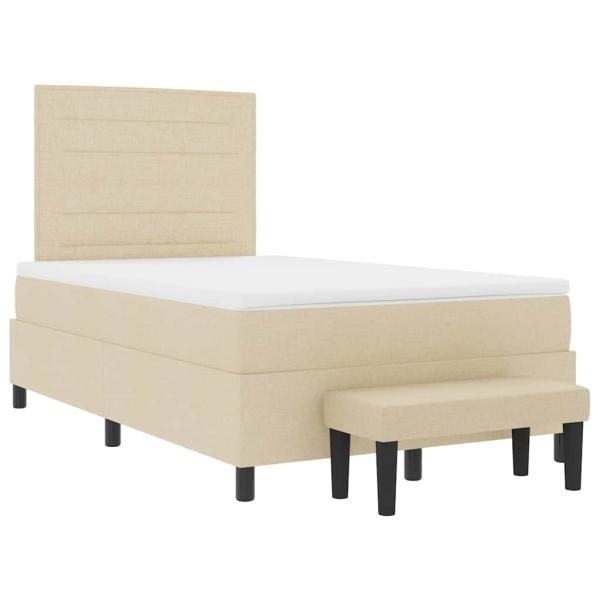 Boxspringbett mit Matratze & Bank Creme 120x200 cm Stoff