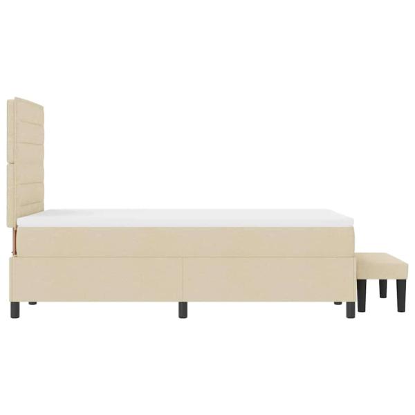 Boxspringbett mit Matratze & Bank Creme 120x200 cm Stoff