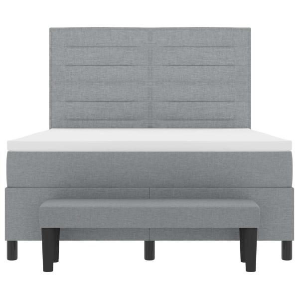 Boxspringbett mit Matratze & Bank Hellgrau 140x190 cm Stoff