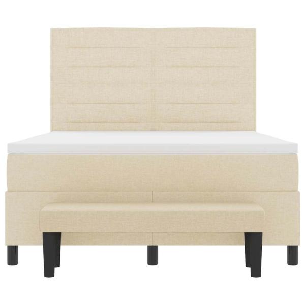 Boxspringbett mit Matratze & Bank Creme 140x190 cm Stoff