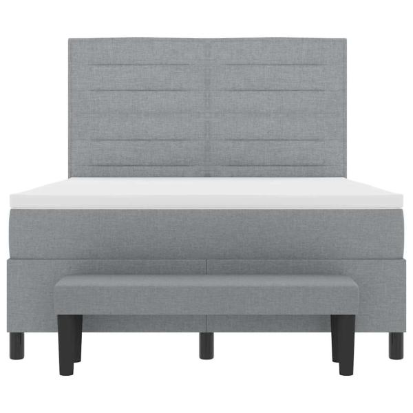Boxspringbett mit Matratze & Bank Lichtgrau 140x200 cm Stoff