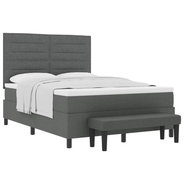 Boxspringbett mit Matratze & Bank Dunkelgrau 140x200 cm Stoff