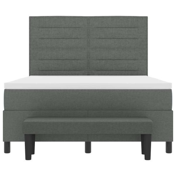 Boxspringbett mit Matratze & Bank Dunkelgrau 160x200 cm Stoff