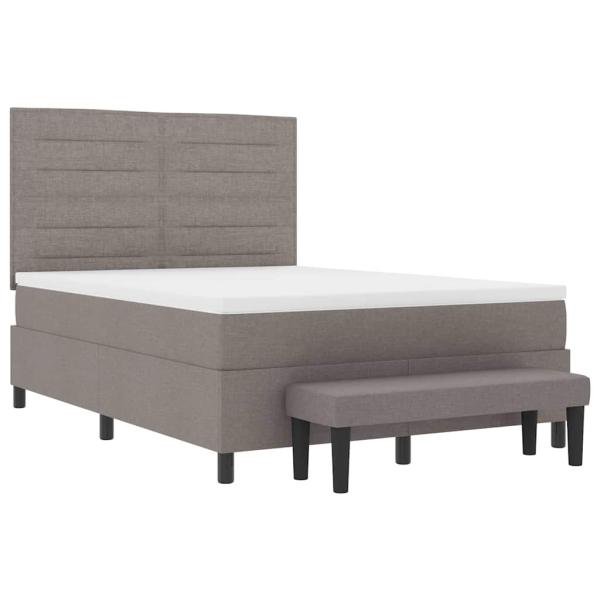 Boxspringbett mit Matratze & Bank Taupe 160x200 cm Stoff