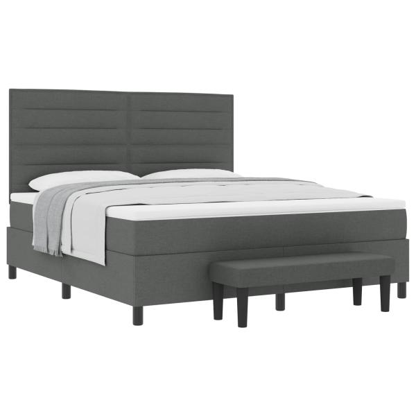 Boxspringbett mit Matratze und Bank Dunkelgrau 180x200 cm Stoff