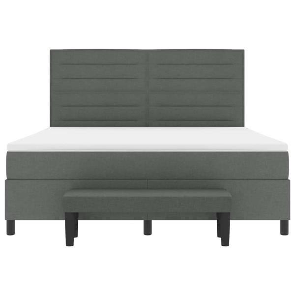 Boxspringbett mit Matratze und Bank Dunkelgrau 180x200 cm Stoff