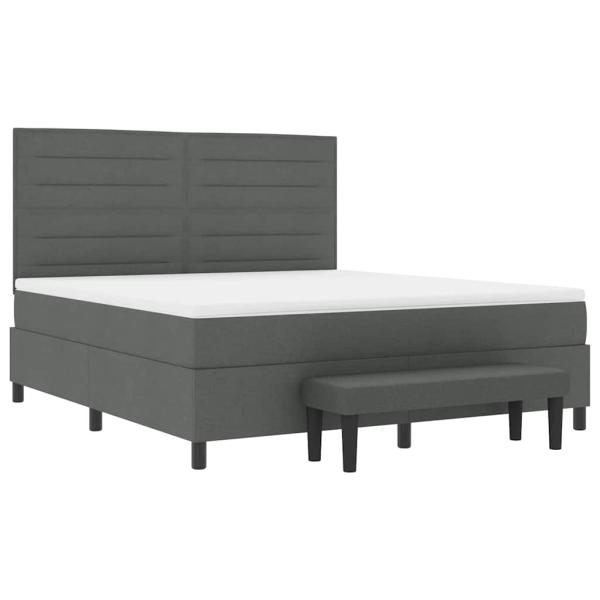Boxspringbett mit Matratze und Bank Dunkelgrau 180x200 cm Stoff