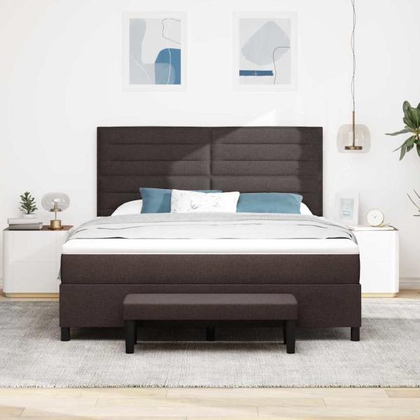 Boxspringbett mit Matratze & Bank Dunkelbraun 180x200 cm Stoff