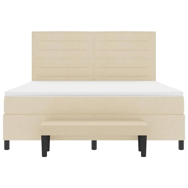 Boxspringbett mit Matratze & Bank Creme 180x200 cm Stoff