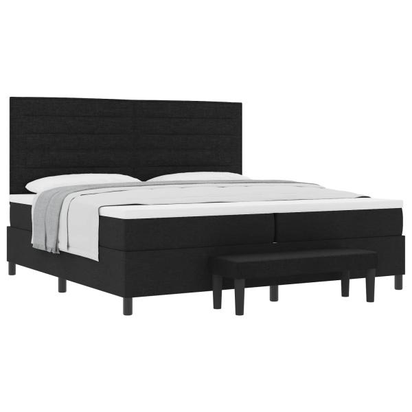 Boxspringbett mit Matratze & Bank Schwarz 200x200 cm Stoff