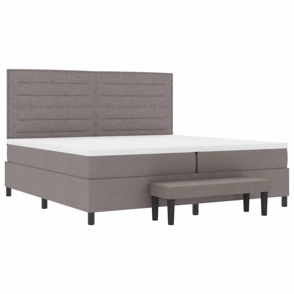 ARDEBO.de - Boxspringbett mit Matratze & Bank Taupe 200x200 cm Stoff