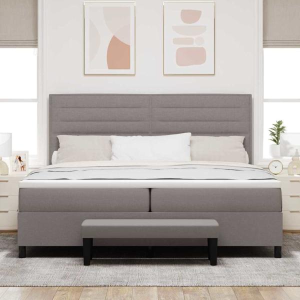 Boxspringbett mit Matratze & Bank Taupe 200x200 cm Stoff
