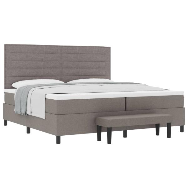 Boxspringbett mit Matratze & Bank Taupe 200x200 cm Stoff