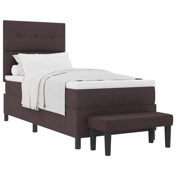 Boxspringbett mit Matratze & Bank Dunkelbraun 90x200 cm Stoff