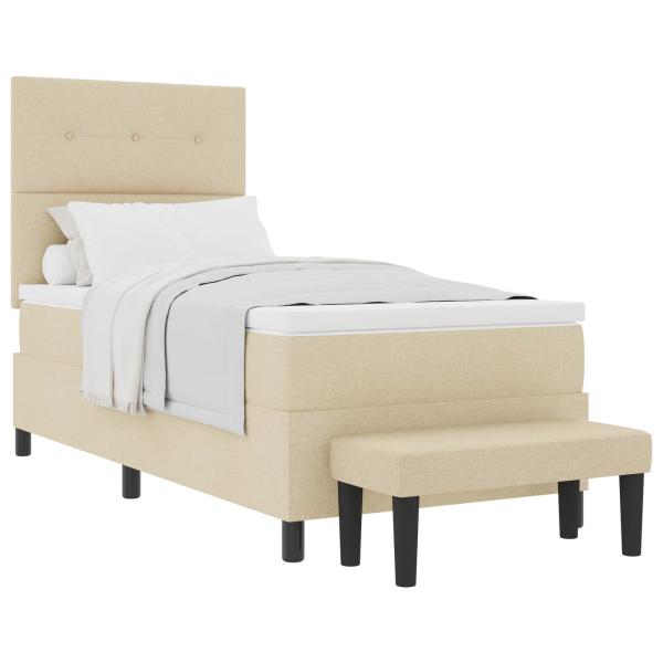 Boxspringbett mit Matratze & Bank Creme 90x200 cm Stoff