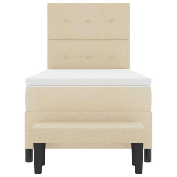 Boxspringbett mit Matratze & Bank Creme 90x200 cm Stoff