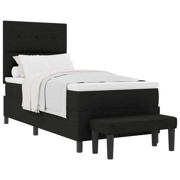 Boxspringbett mit Matratze & Bank Schwarz 100x200 cm Stoff