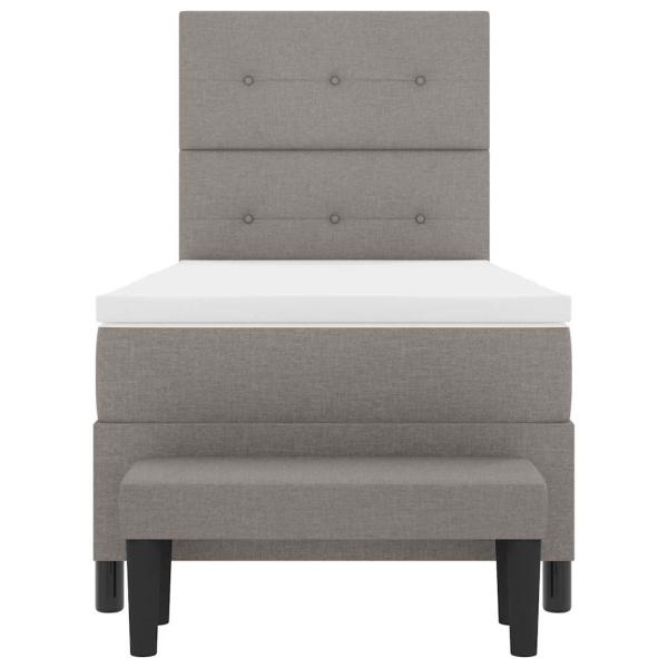 Boxspringbett mit Matratze & Bank Taupe 100x200 cm Stoff