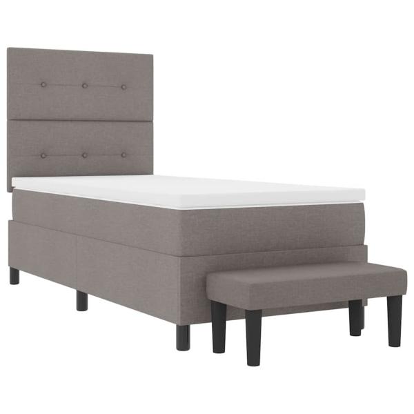 Boxspringbett mit Matratze & Bank Taupe 100x200 cm Stoff
