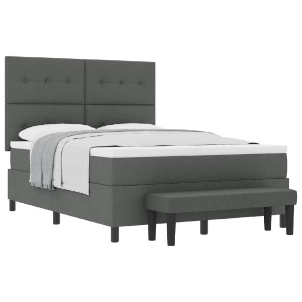 Boxspringbett mit Kissen Dunkelgrau 140 x 190 cm Stoff