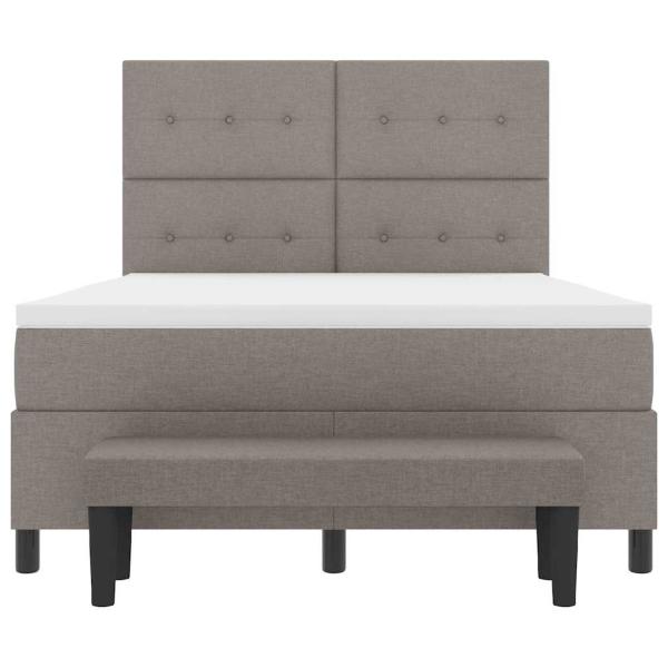 Boxspringbett mit Matratze & Bank Taupe 140x190 cm Stoff