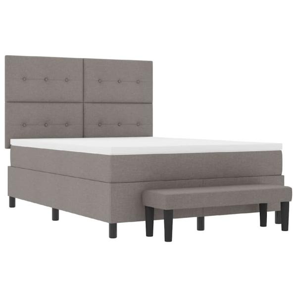 Boxspringbett mit Matratze & Bank Taupe 140x190 cm Stoff