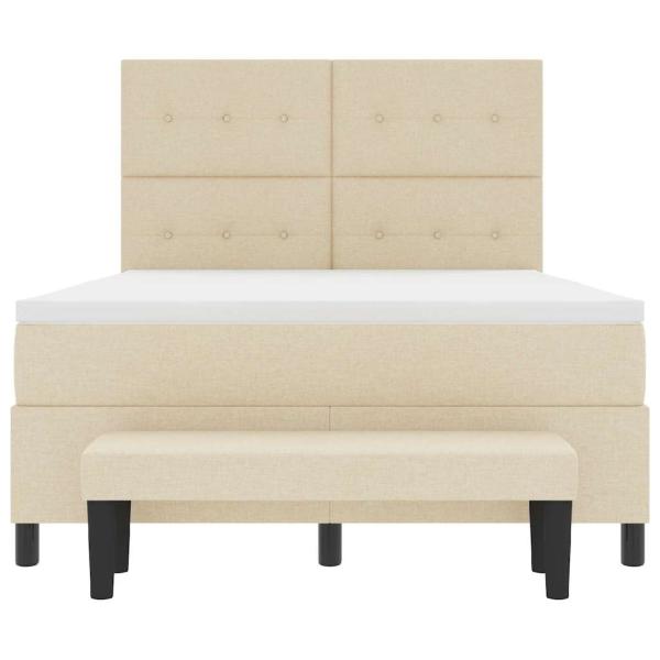 Boxspringbett mit Matratze & Bank Creme 140x190 cm Stoff