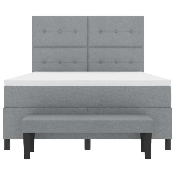 Boxspringbett mit Matratze & Bank Hellgrau 140x200 cm Stoff