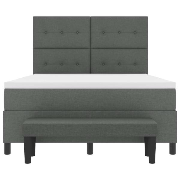 Boxspringbett mit Matratze & Bank Dunkelgrau 140x200 cm Stoff