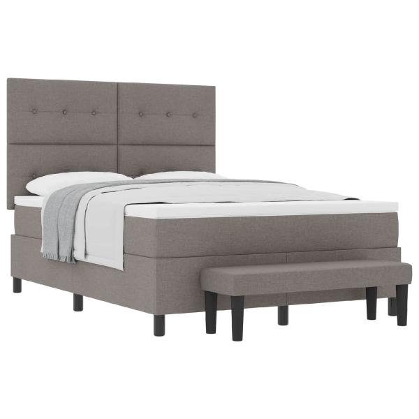 Boxspringbett mit Matratze & Bank Taupe 160x200 cm Stoff