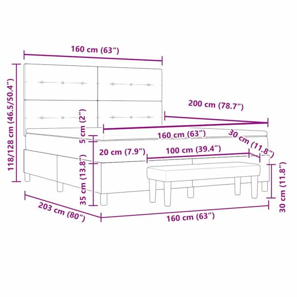 Boxspringbett mit Matratze & Bank Creme 160x200 cm Stoff