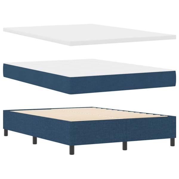 Boxspringbett mit Kopfteil Blau 160 x 200 cm Stoff